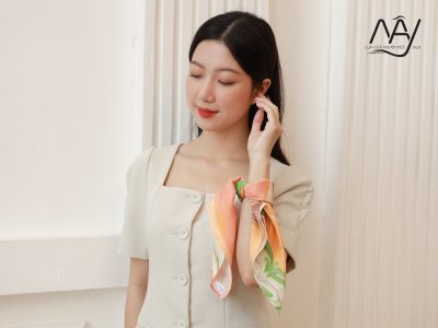 khăn quàng cổ lụa vẽ tay thủy ấn ms4